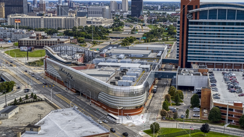 MotorCity Casino Hotel by Grand River Avenue, Detroit, Michigan Aerial Stock Photo DXP002_190_0007 | Axiom Images