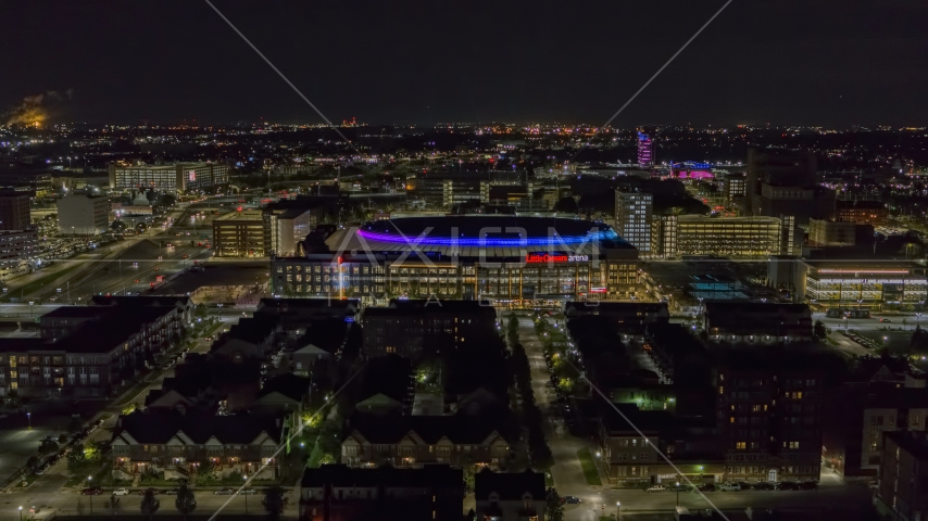 Little Caesars Arena at night, Detroit, Michigan Aerial Stock Photo DXP002_193_0013 | Axiom Images