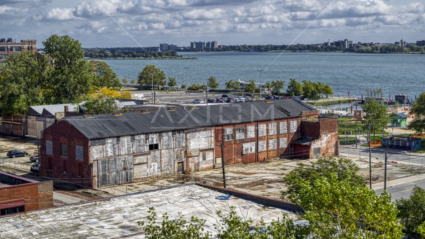Abandoned factory building in Detroit, Michigan Aerial Stock Photo DXP002_194_0005 | Axiom Images