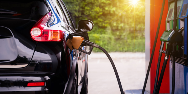 gas pump in car