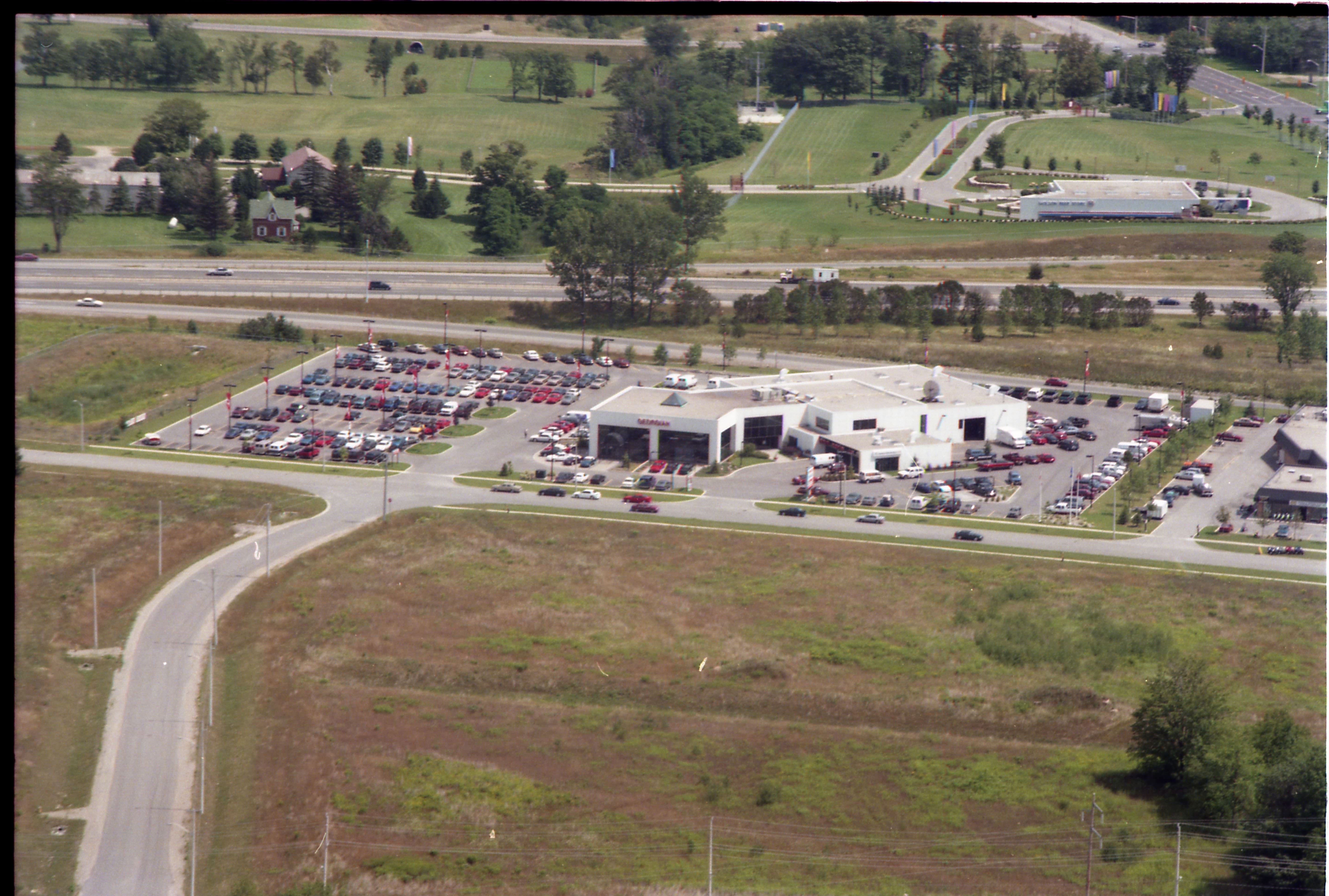 Aerial showing the newly completed Dealership on Barrie View