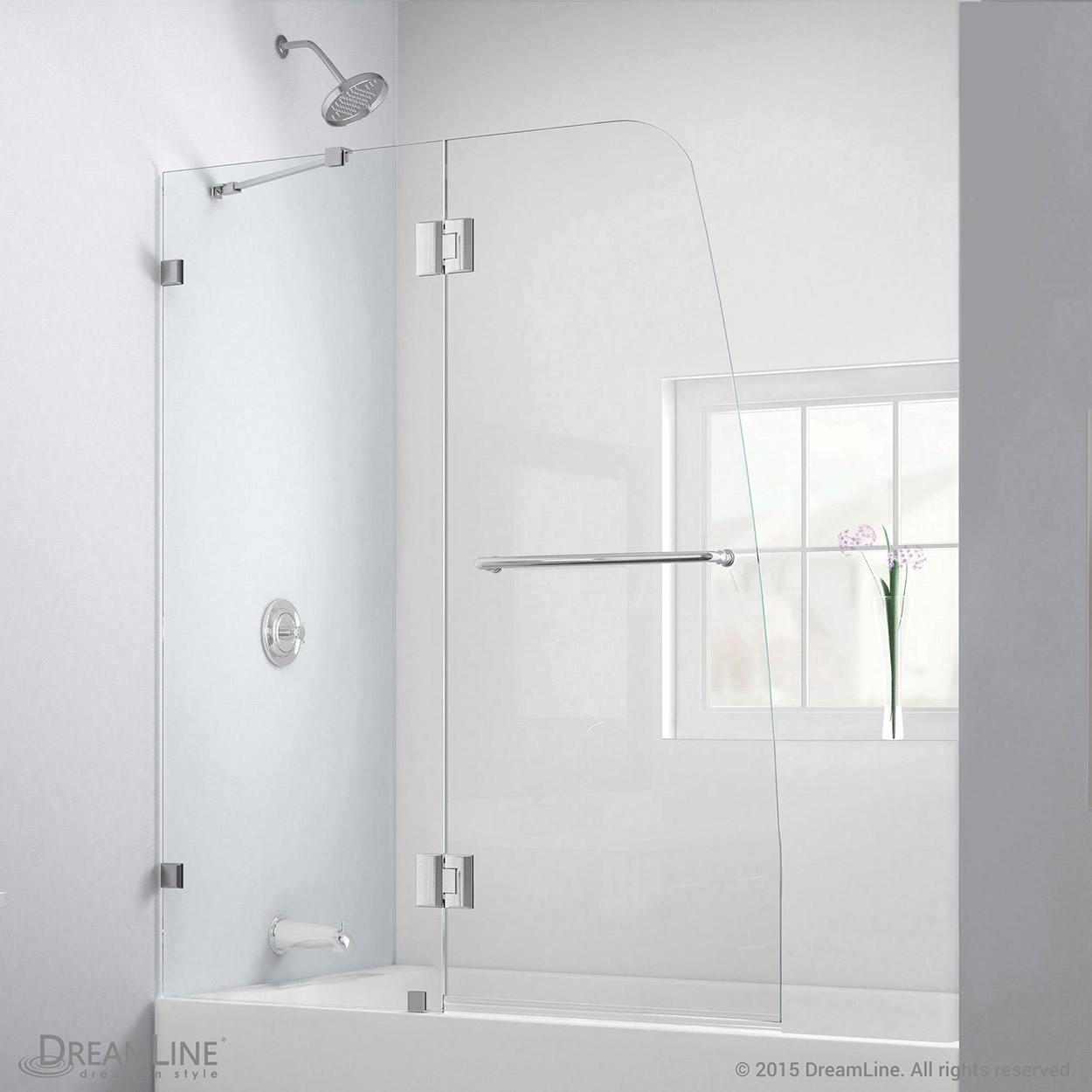 DreamLine SHDR334858801 Aqua Lux 48" Tub Door, Clear 5/16" Glass Door