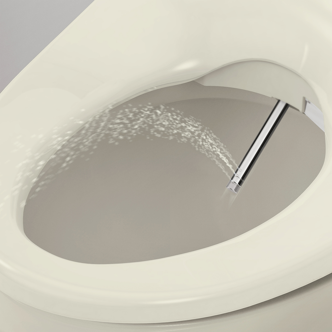Brondell Swash 1400 Luxury Bidet Round Toilet Seat in Biscuit with Dual
