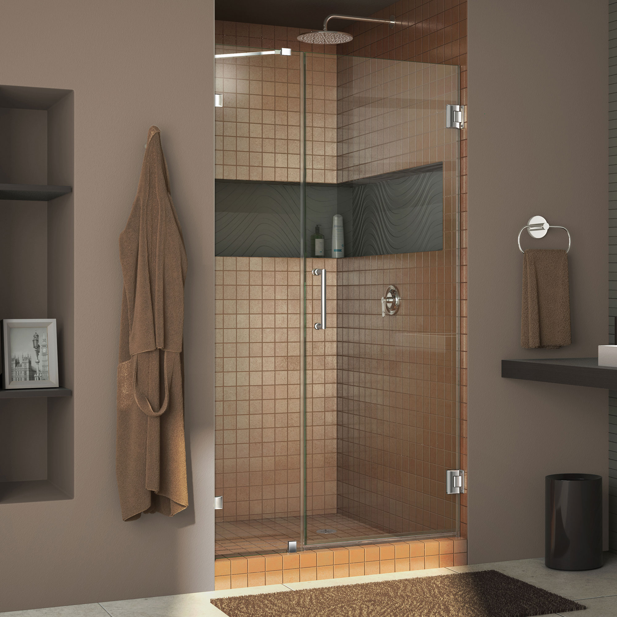 DreamLine SHDR2339721001 Unidoor Lux 39" Frameless Shower Door, Clear, Chrome 849388000475 eBay
