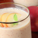 This Peaches and Cream Shakeology smoothie blends Vanilla Shakeology with diced peaches creating a satisfying sweet treat.