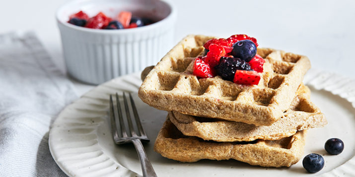 Cashew and Oat Gluten-Free Waffles With Fresh Berries
