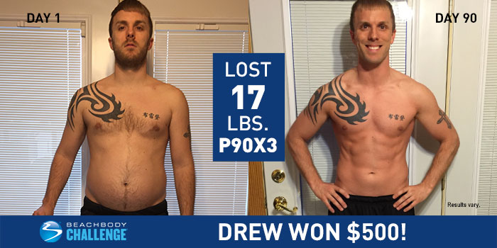 P90X3 Results: Drew Lost 17 Pounds and Won $500!