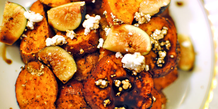 Roast Sweet Potatoes With Figs and Goat Cheese