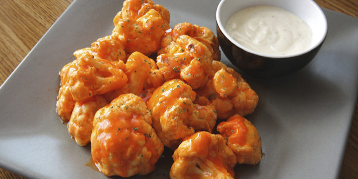 Buffalo Cauliflower Bites With Blue Cheese Sauce