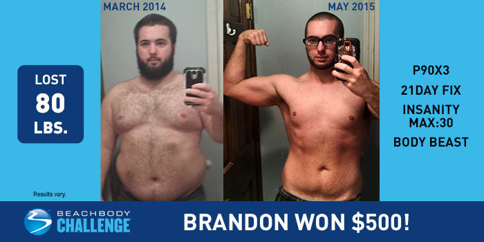 Beachbody Results Brandon Lost 80 Pounds And Won 500 The