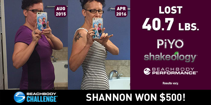 PiYo Results: Shannon Lost Over 40 Pounds and Won $500!