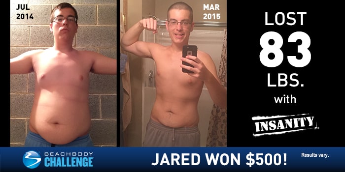 INSANITY Results: Jared Lost 83 Pounds and Won $500