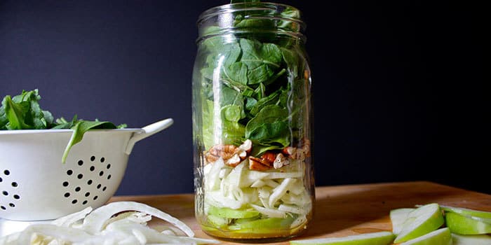 Apple, Fennel, and Arugula Salad in a Mason Jar