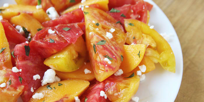 Peach Salad With Heirloom Tomatoes