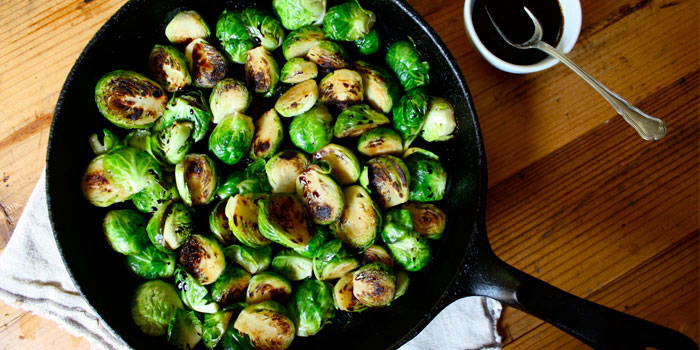 Blistered Brussels Sprouts with Balsamic Glaze
