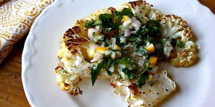 Roasted Cauliflower Steaks With Fresh Gremolata