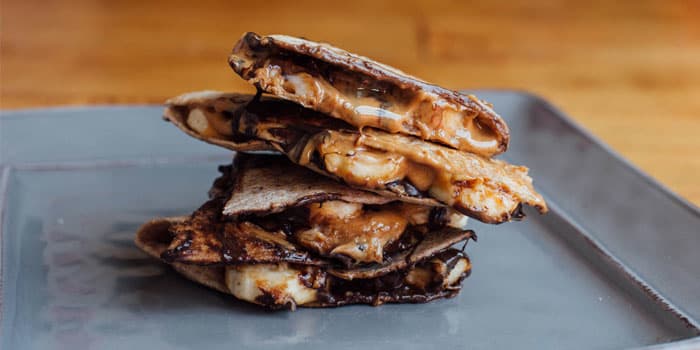 Chocolate, Peanut Butter, and Banana Sweet Quesadilla