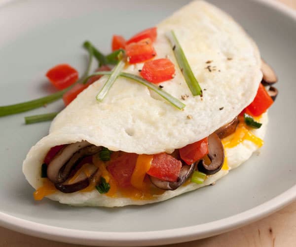Egg White Omelet with Mushrooms Tomato and Cheddar
