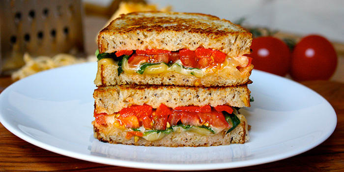 Smoked Gouda Grilled Cheese With Arugula and Roasted Red Peppers