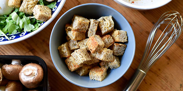 Homemade Croutons with Parmesan and Herbs