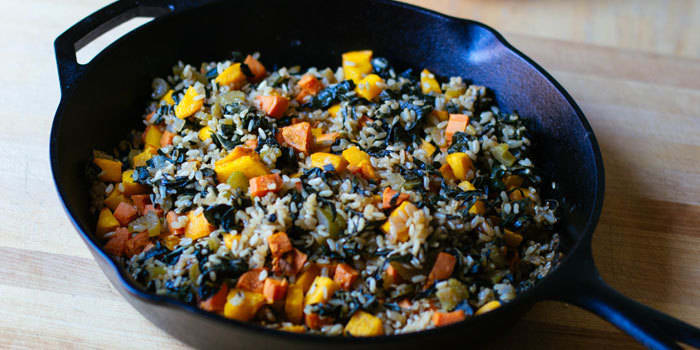 Roasted Pumpkin, Sweet Potato, and Brown Rice Pilaf
