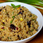 This healthy quinoa recipe features naturally nutty quinoa, slightly tart dried cherries and buttery pistachios for just the right amount of crunch.