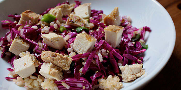 Rice Salad with Red Cabbage and Chicken