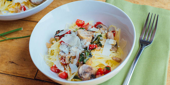 Spaghetti Squash With Tomatoes and Mushrooms