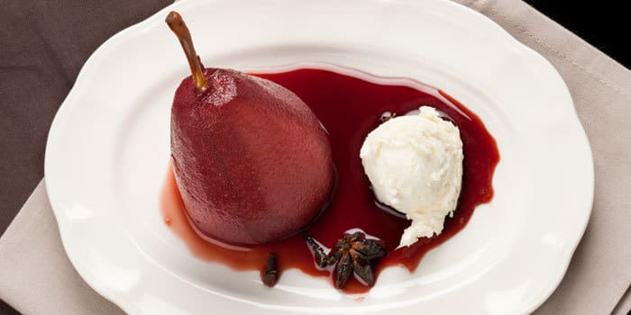 Red Wine Poached Pears With Mascarpone