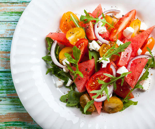 Watermelon and Heirloom Tomato Salad