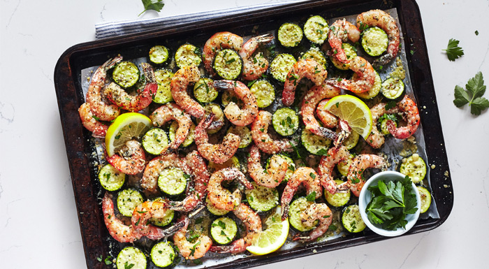 Sheet Pan Garlic Shrimp Zucchini recipe