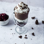 Chocolate Cherry Cheesecake Shakeology in a glass