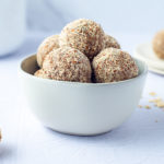 Cookie dough energy bites in a bowl