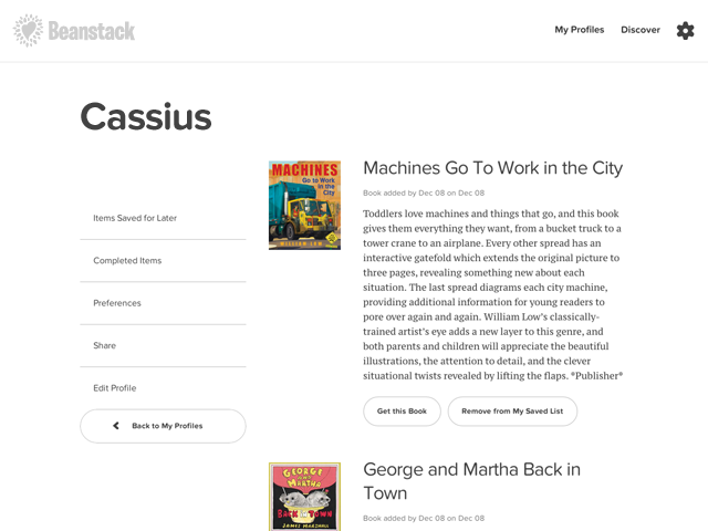 Weekly recommendation screenshot