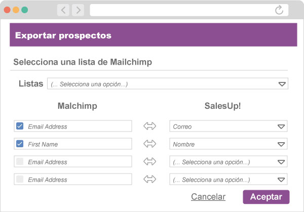 Captura de pantalla mailchimp