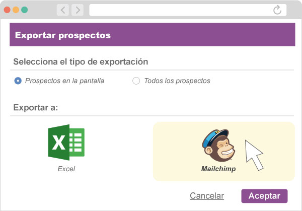 Captura de pantalla mailchimp