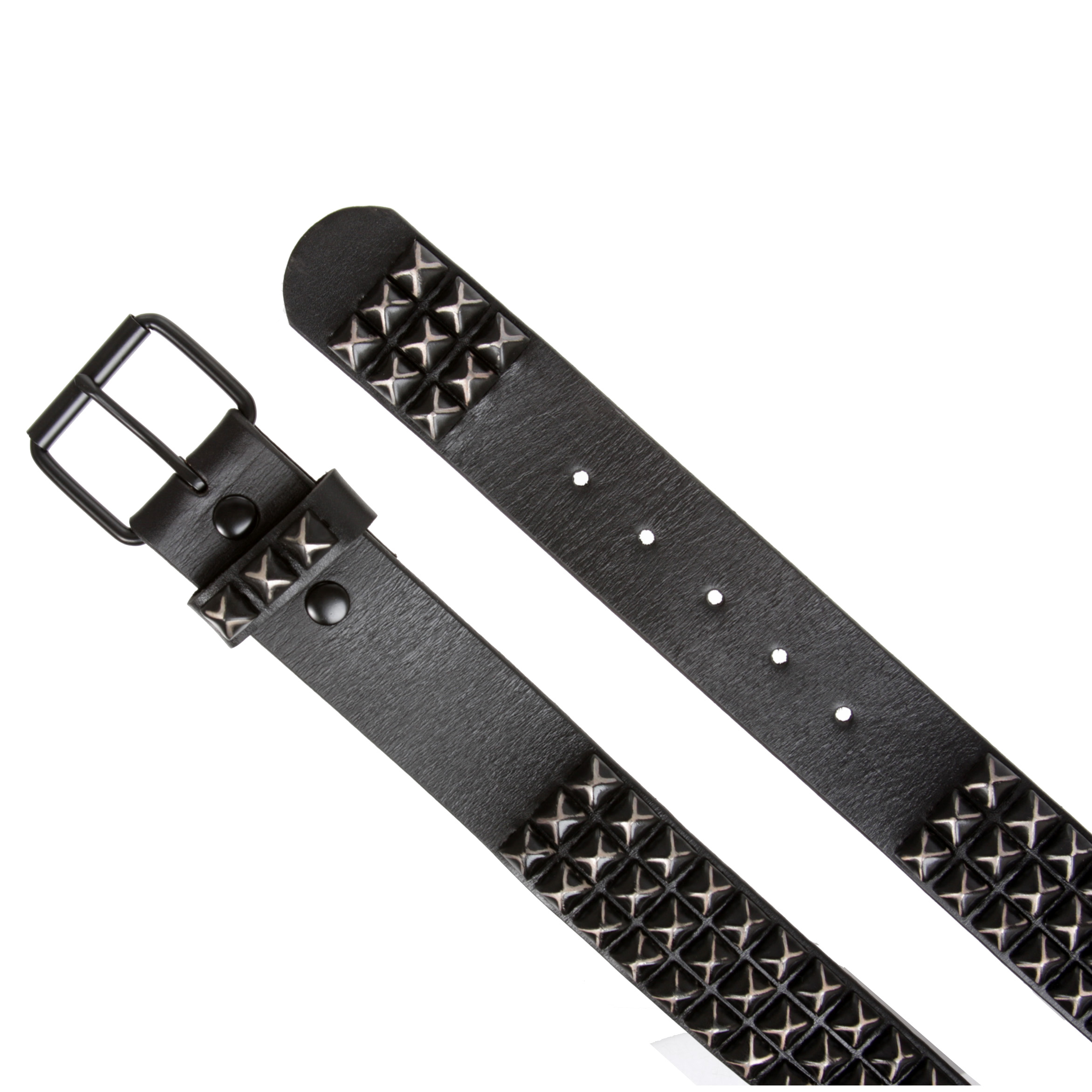  Row Punk Rock Star Distressed Black Studded Full Grain Cowhide Leather Bel