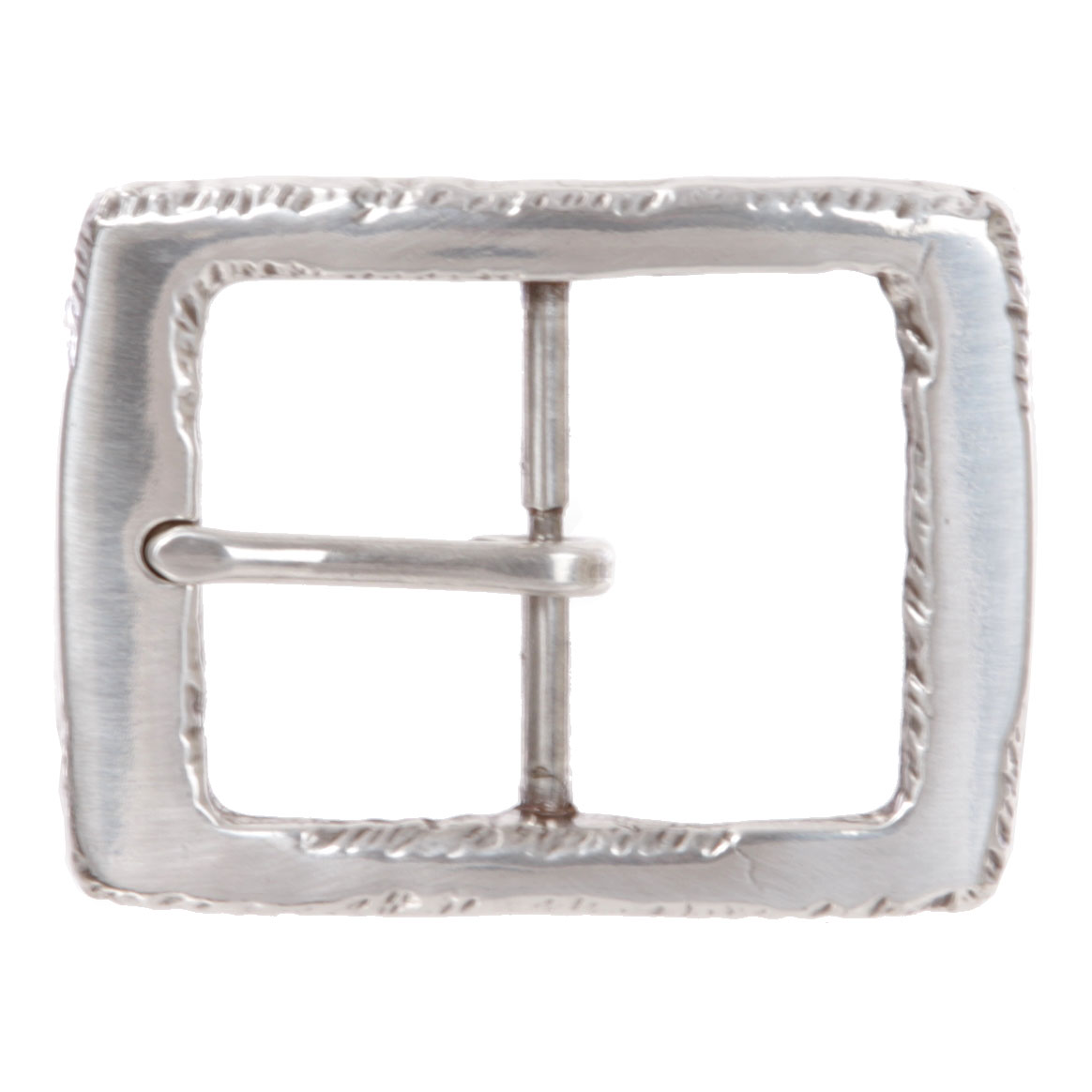 1 5/8&Prime; (40 mm) Silver Tone Edge Hammered Rectangular Center Bar Belt Buckle