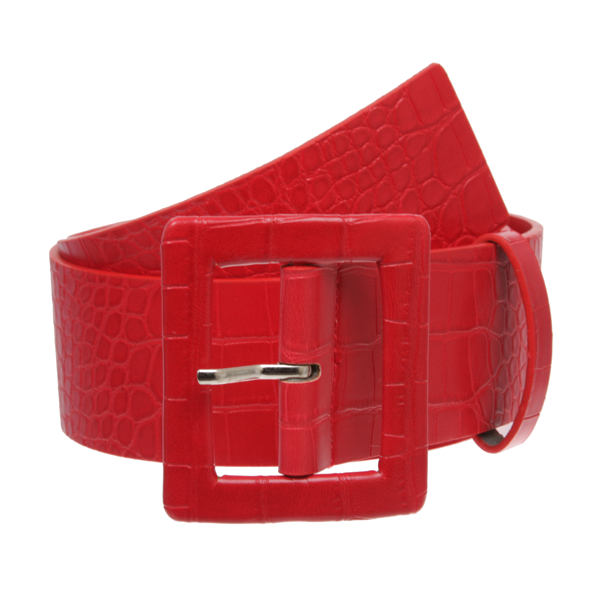 2 1/4" Wide Ladies High Waist Faux Crocodile Print Patent Leather Fashion Belt