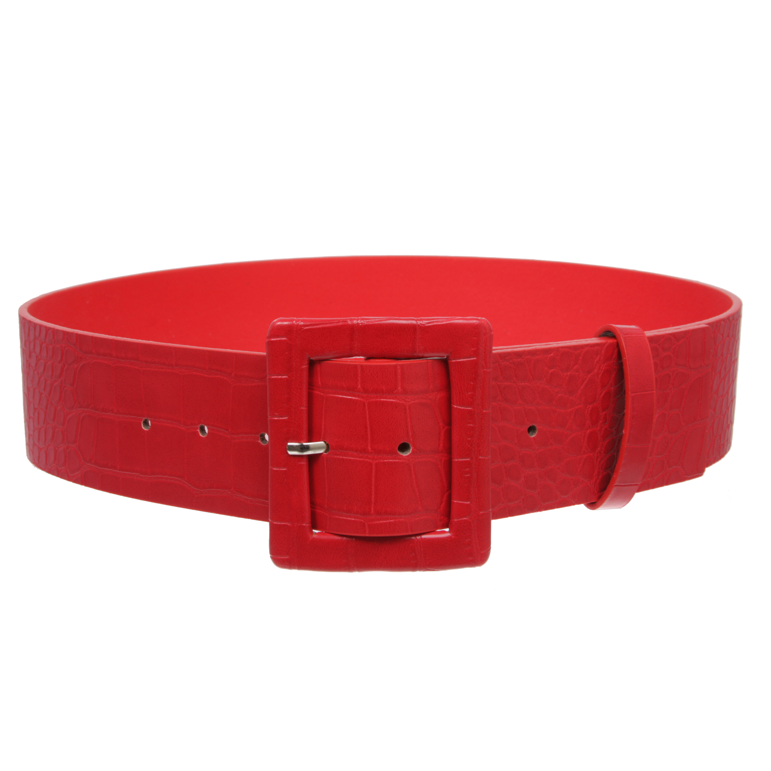 2 1/4" Wide Ladies High Waist Faux Crocodile Print Patent Leather Fashion Belt