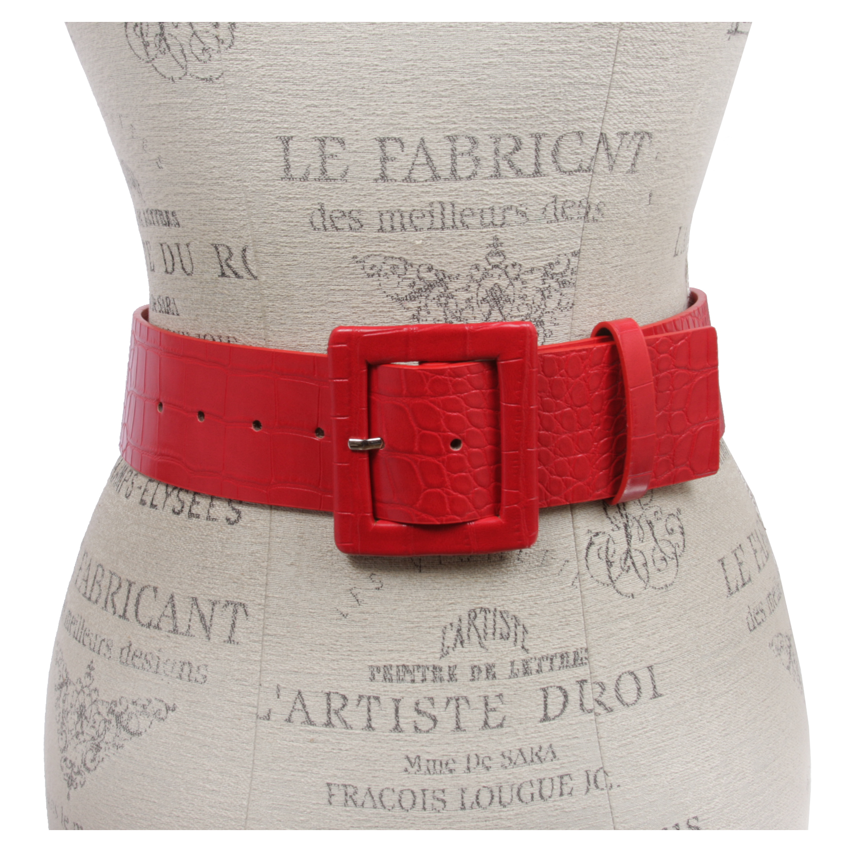 2 1/4" Wide Ladies High Waist Faux Crocodile Print Patent Leather Fashion Belt