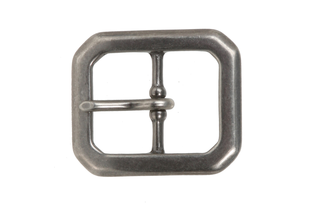 1 1/4 Inch Center Bar Single Prong Solid Brass Octagon Rectangular Belt Buckle