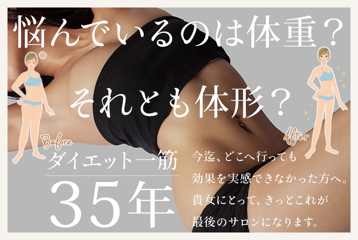 悩んでいるのは体重？それとも体形？ダイエット一筋35年のRAKURAにおまかせください