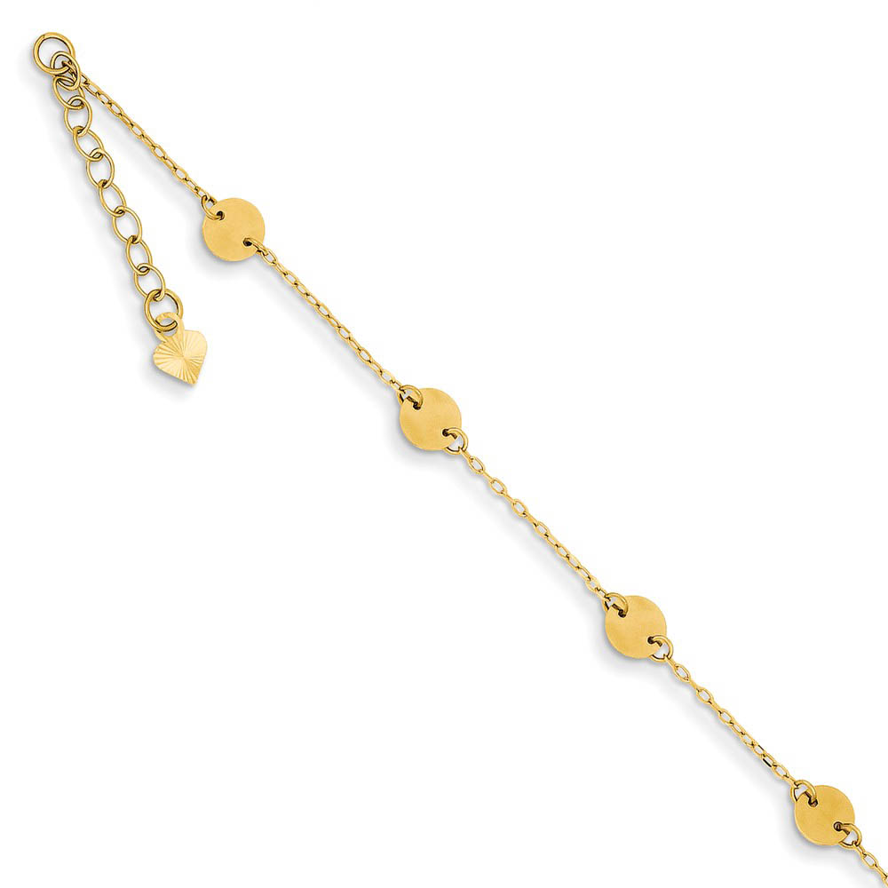 14k Yellow Gold Polished Disc Anklet