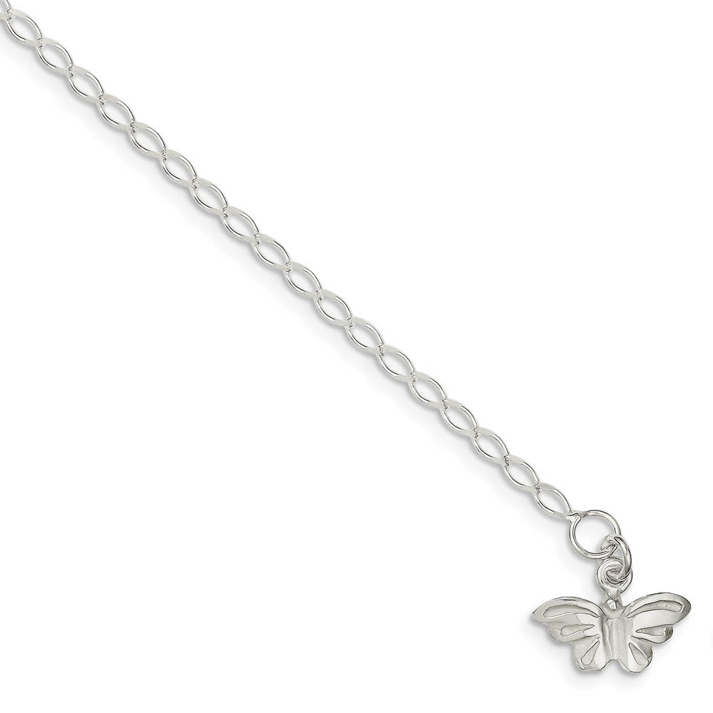 Sterling Silver Butterfly Open Link Anklet