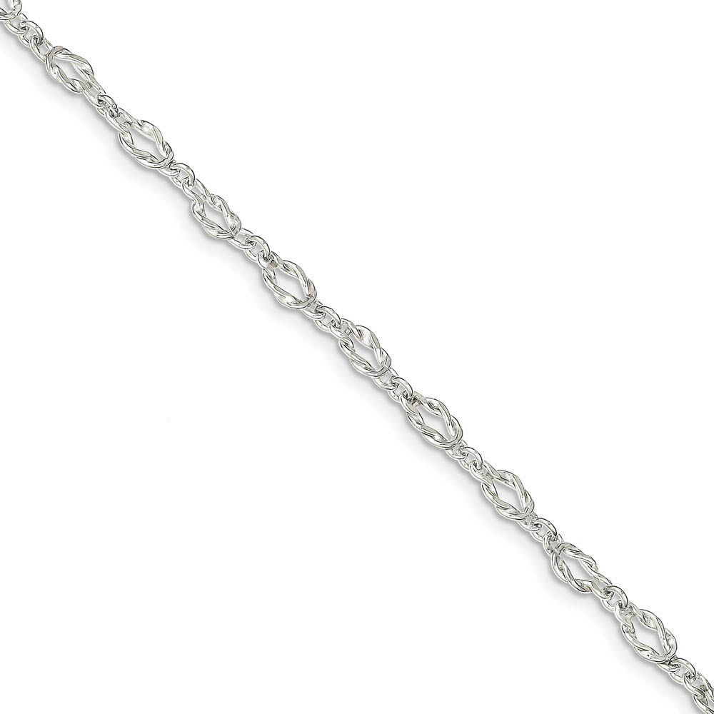 Sterling Silver 6mm, Herculean Knot Link Anklet, 9 Inch