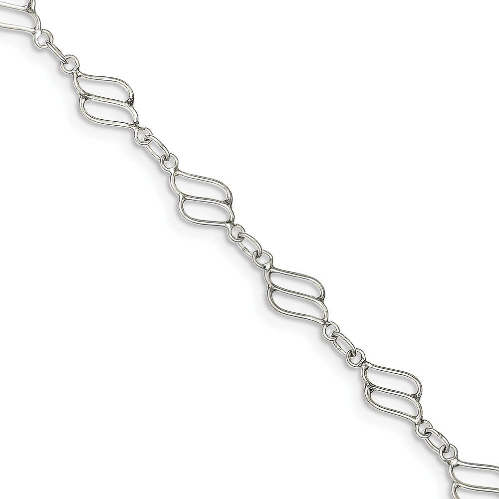 Sterling Silver Modern Anklet, 9 Inch