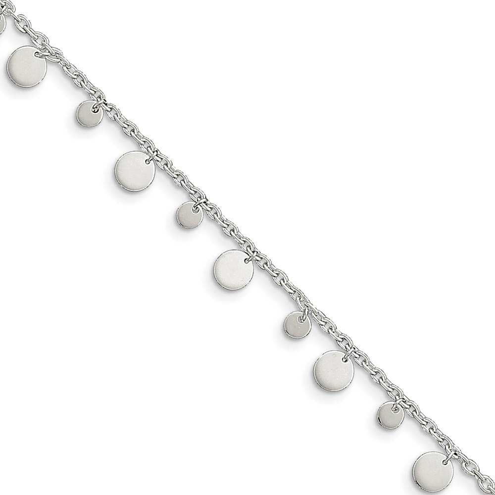 Sterling Silver Circle Drop Anklet