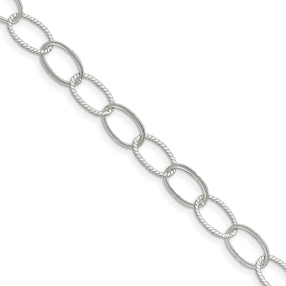 Sterling Silver 9mm, Oval Link Anklet, 10 Inch