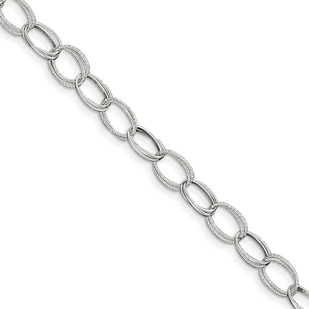 Sterling Silver Double Oval Link Anklet, 10 Inch